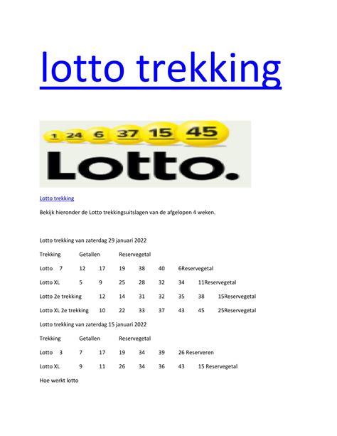 lotto trekking tijd|Trekkingsinformatie .